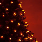 70 C6 Amber LED Christmas Lights, Green Wire, 4" Spacing