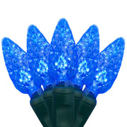 70 C6 Blue LED Christmas Lights, Green Wire, 4" Spacing