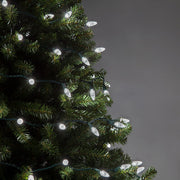 70 C6 Cool White LED Christmas Lights, Green Wire, 4" Spacing