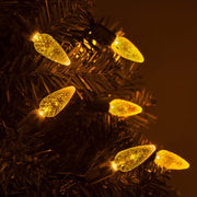 70 C6 Gold LED Christmas Lights, Green Wire, 4" Spacing
