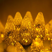 70 C6 Gold LED Christmas Lights, Green Wire, 4" Spacing