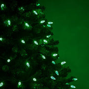 70 C6 Green LED Christmas Lights, Green Wire, 4" Spacing