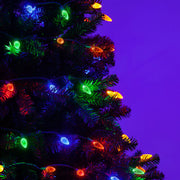 70 C6 Multi Color LED Christmas Lights, Green Wire, 4" Spacing