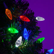 70 C6 Multi Color LED Christmas Lights, Green Wire, 4" Spacing
