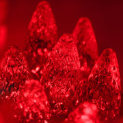 70 C6 Red LED Christmas Lights, Green Wire, 4" Spacing