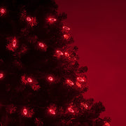 70 C6 Red LED Christmas Lights, Green Wire, 4" Spacing