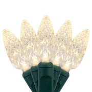 70 C6 Warm White LED Christmas Lights, Green Wire, 4" Spacing