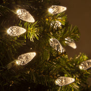 70 C6 Warm White LED Christmas Lights, Green Wire, 4" Spacing