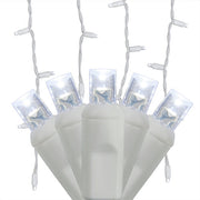 70 Cool White 5mm LED Icicle Lights on White Wire