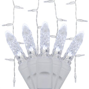 70 Cool White M5 LED Icicle Lights on White Wire