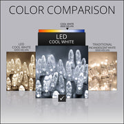 70 Cool White M5 LED Icicle Lights on White Wire