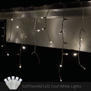 70 Cool White SoftTwinkle 5mm LED Icicle Lights on White Wire