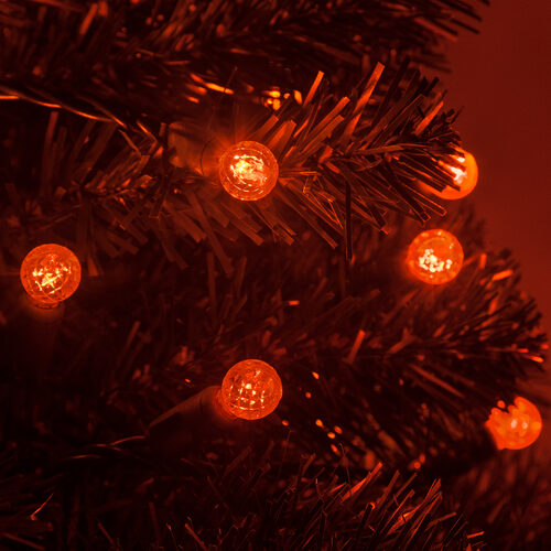 70 G12 Amber LED String Lights, Green Wire, 4" Spacing