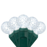 70 G12 Cool White LED String Lights, Green Wire, 4" Spacing