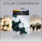 70 G12 Cool White LED String Lights, Green Wire, 4" Spacing