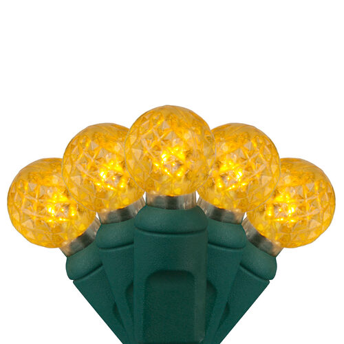 70 G12 Gold LED String Lights, Green Wire, 4" Spacing