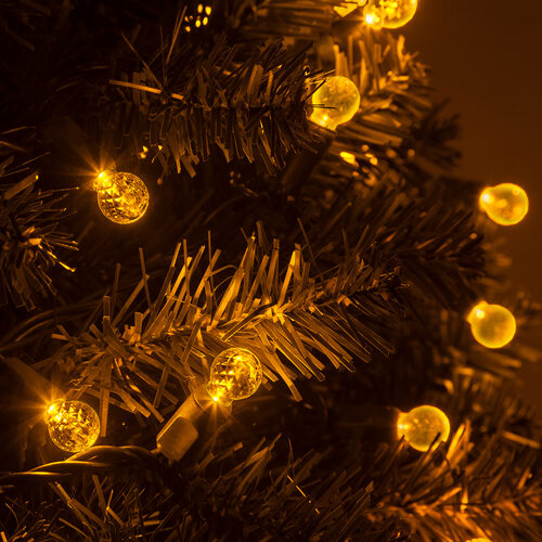 70 G12 Gold LED String Lights, Green Wire, 4" Spacing