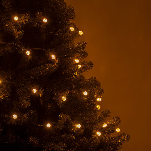 70 G12 Gold LED String Lights, Green Wire, 4" Spacing