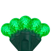 70 G12 Green LED String Lights, Green Wire, 4" Spacing
