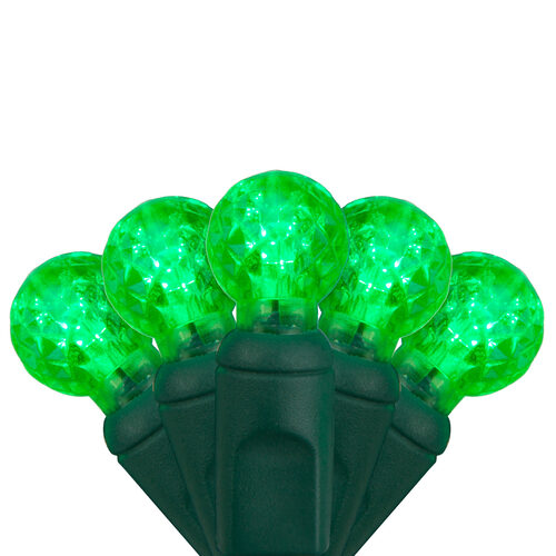 70 G12 Green LED String Lights, Green Wire, 4" Spacing