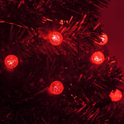 70 G12 Red LED String Lights, Green Wire, 4" Spacing