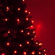 70 G12 Red LED String Lights, Green Wire, 4" Spacing