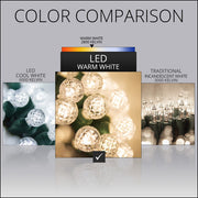 70 G12 Warm White LED String Lights, Green Wire, 4" Spacing