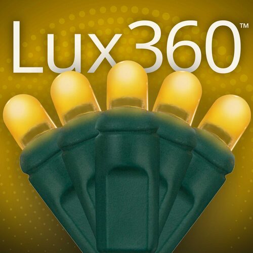 70 Lux360 TM D5 TM Gold LED Christmas Lights, Green Wire, 4" Spacing