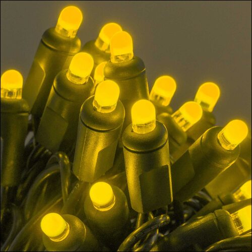 70 Lux360 TM D5 TM Gold LED Christmas Lights, Green Wire, 4" Spacing