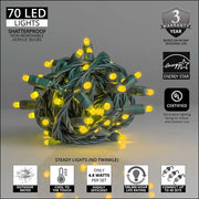 70 Lux360 TM D5 TM Gold LED Christmas Lights, Green Wire, 4" Spacing