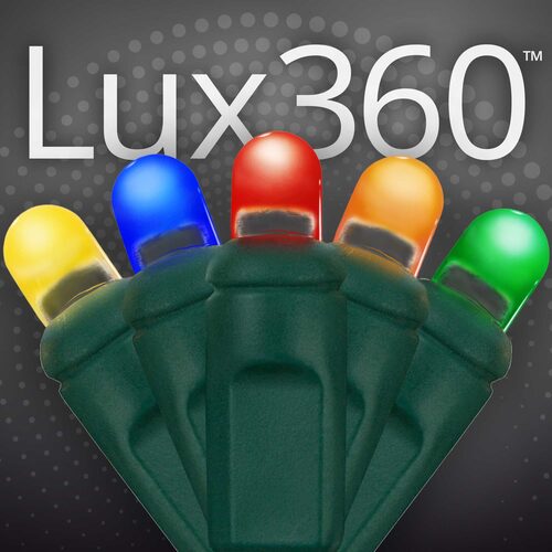 70 Lux360 TM D5 TM Multi Color LED Christmas Lights, Green Wire, 4" Spacing