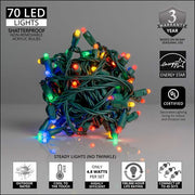 70 Lux360 TM D5 TM Multi Color LED Christmas Lights, Green Wire, 4" Spacing