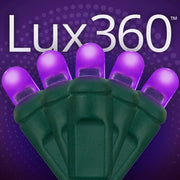 70 Lux360 TM D5 TM Purple LED Christmas Lights, Green Wire, 4" Spacing