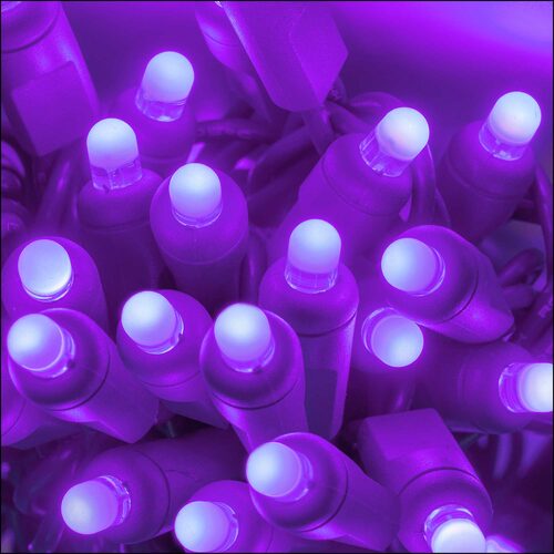 70 Lux360 TM D5 TM Purple LED Christmas Lights, Green Wire, 4" Spacing