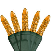 70 M5 Amber LED Lights, Green Wire, 4" Spacing