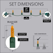 70 M5 Amber LED Lights, Green Wire, 4" Spacing