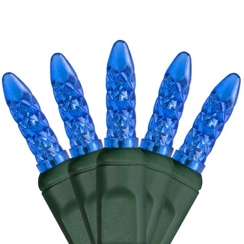 70 M5 Blue LED Lights, Green Wire, 4" Spacing