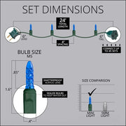 70 M5 Blue LED Lights, Green Wire, 4" Spacing