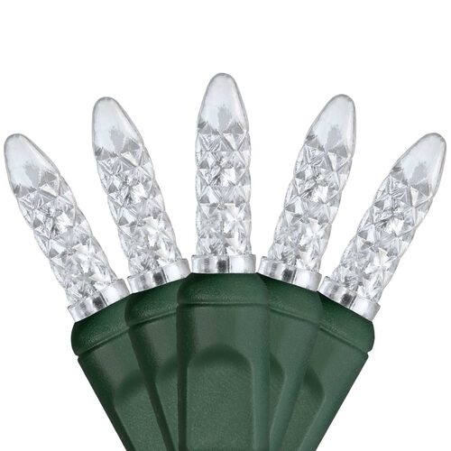 70 M5 Cool White LED Lights, Green Wire, 4" Spacing