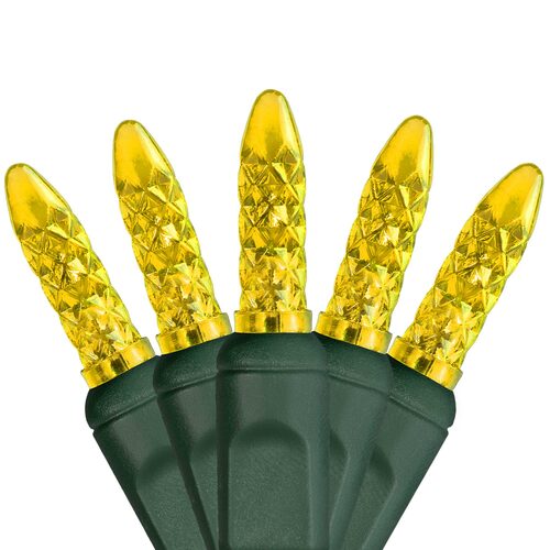 70 M5 Gold LED Lights, Green Wire, 4" Spacing