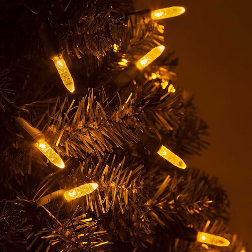 70 M5 Gold LED Lights, Green Wire, 4" Spacing