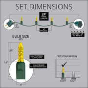 70 M5 Gold LED Lights, Green Wire, 4" Spacing