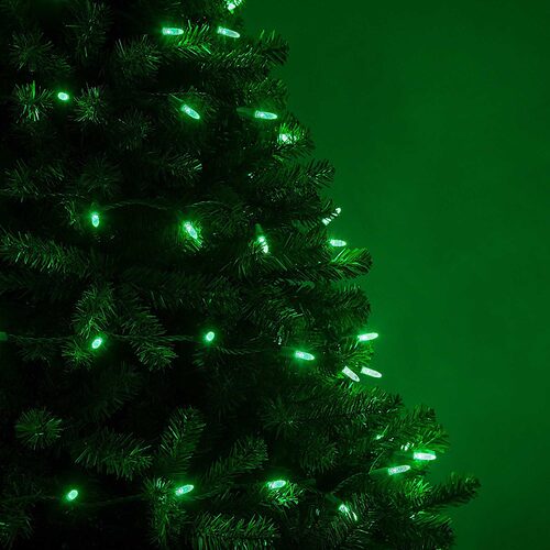 70 M5 Green LED Lights, Green Wire, 4" Spacing