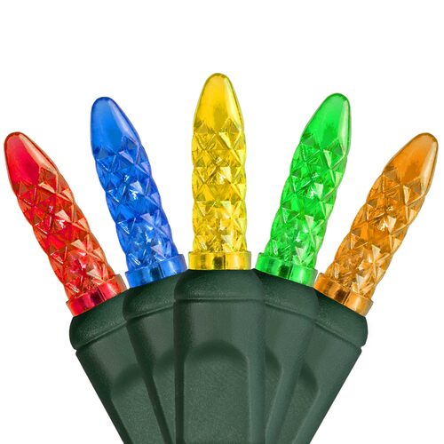 70 M5 Multi Color LED Lights, Green Wire, 4" Spacing