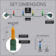 70 M5 Multi Color LED Lights, Green Wire, 4" Spacing