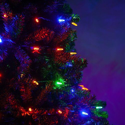 70 M5 Multi Color LED Lights, Green Wire, 4" Spacing