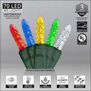 70 M5 Multi Color LED Lights, Green Wire, 4" Spacing