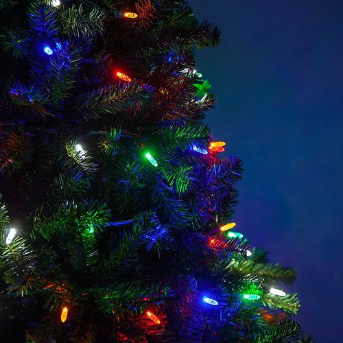 70 M5 Multi Color LED Lights, Green Wire, 4" Spacing