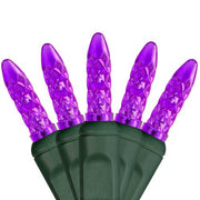 70 M5 Purple LED Lights, Green Wire, 4" Spacing