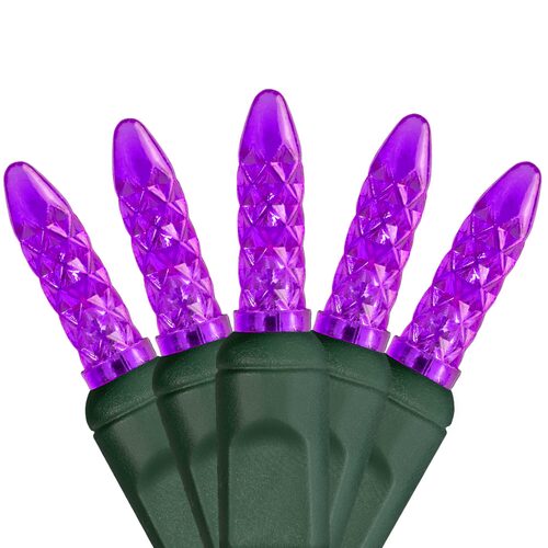 70 M5 Purple LED Lights, Green Wire, 4" Spacing